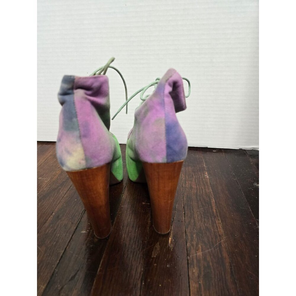 Jeffrey Campbell Lita Fab Tie Dye Neon Green Purple Platforms size 7 - Picture 4 of 12